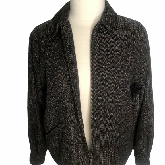 Christopher & Banks Tweed Jacket Blazer Womens Medium Brown Front Zipper - Picture 5 of 8